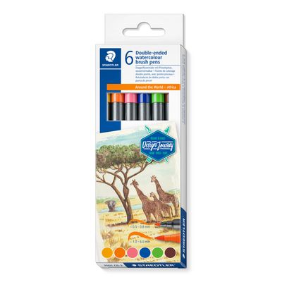 Marcador Staedtler acuarelable doble punta, 6 col. Africa