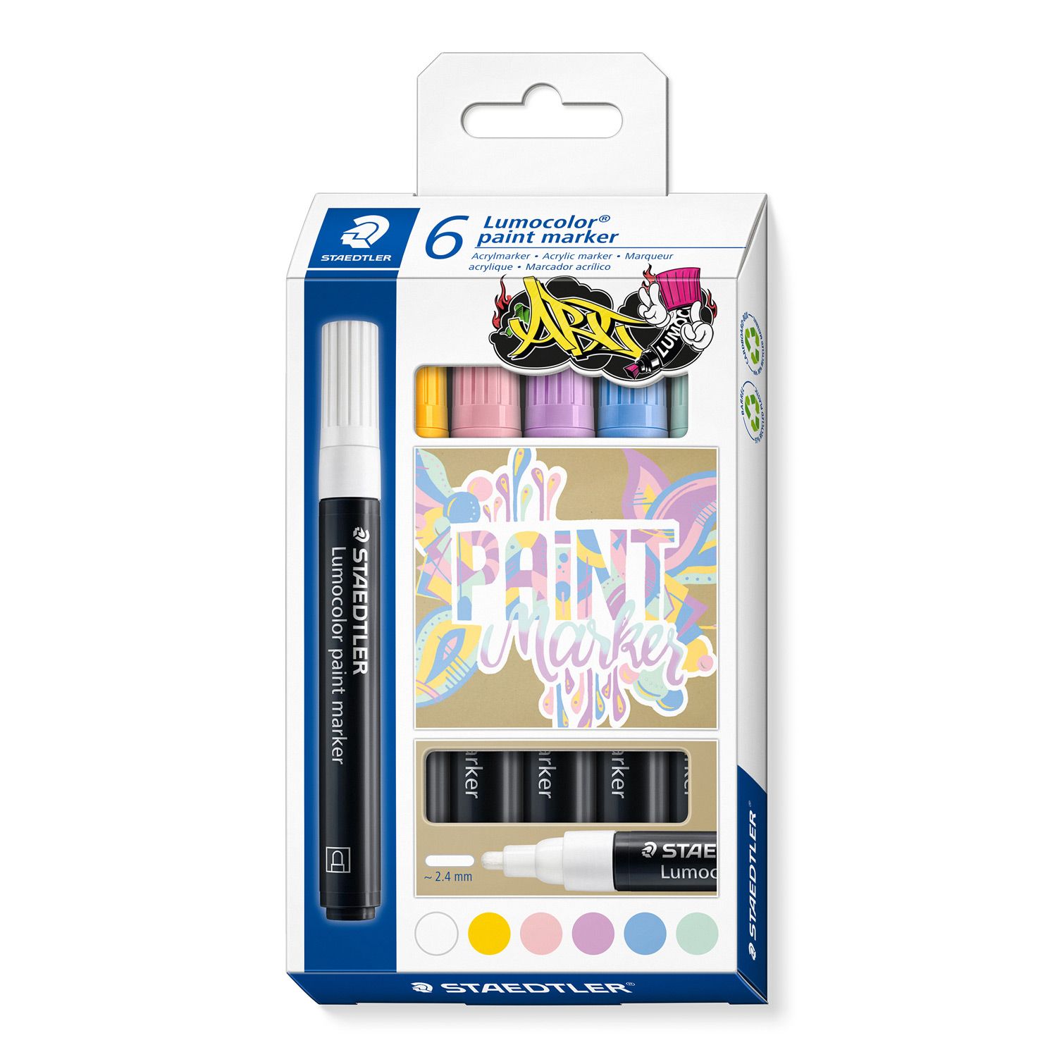 Marcador acrilico Staedtler Lumocolor Paint Marker, 6 colores