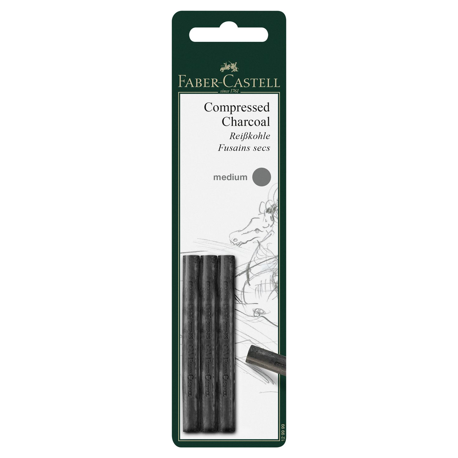 Carboncillo Faber-Castell Comprimido Medium 3pcs