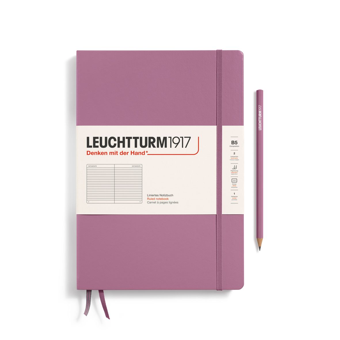 Cuaderno Leuchtturm1917 Composition B5 Tapa Dura, Dusty Rose, rayas
