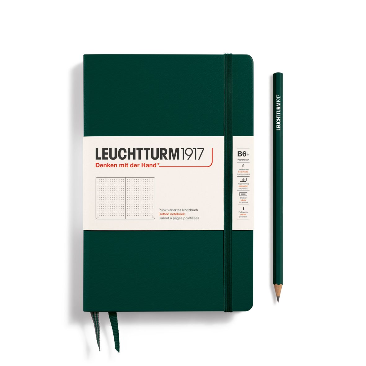 Cuaderno Leuchtturm1917 B6+, Tapa Dura, Forest Green, puntos