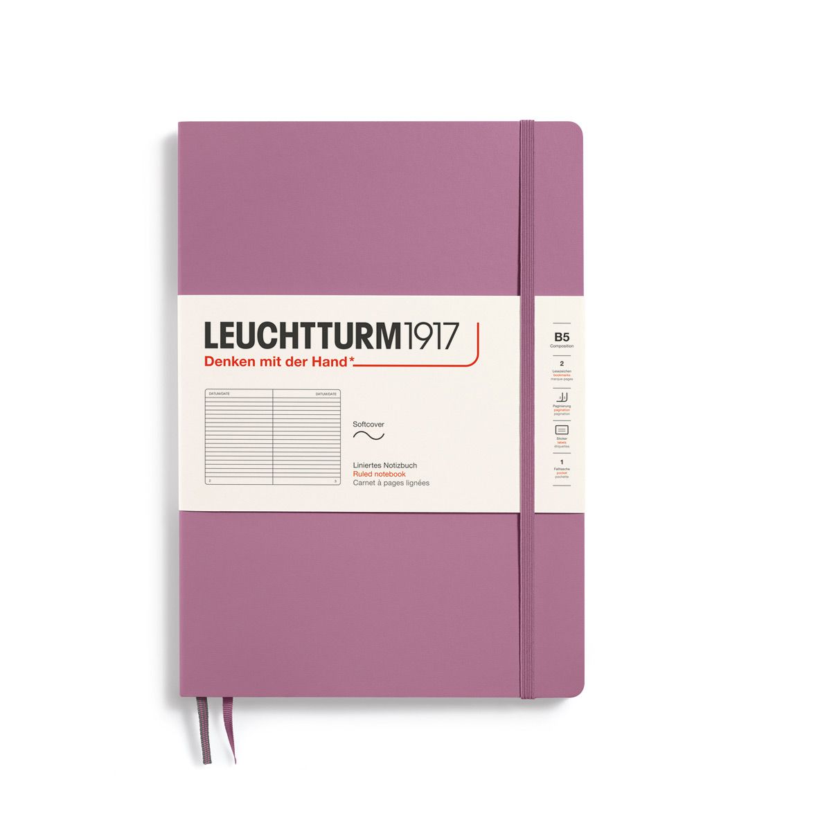 Cuaderno Leuchtturm1917 Composition B5 Tapa Suave, Dusty Rose, Rayas