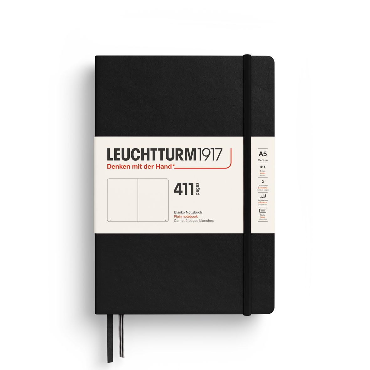 Cuaderno Leuchtturm1917 Medium 411, Negro, Plain