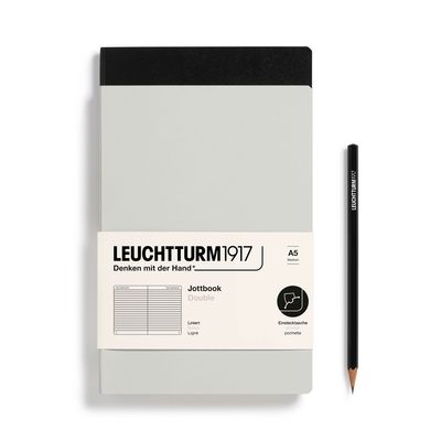 Cuaderno Leuchtturm1917 Jottbook Double A5, Light Grey + Black, Lineas