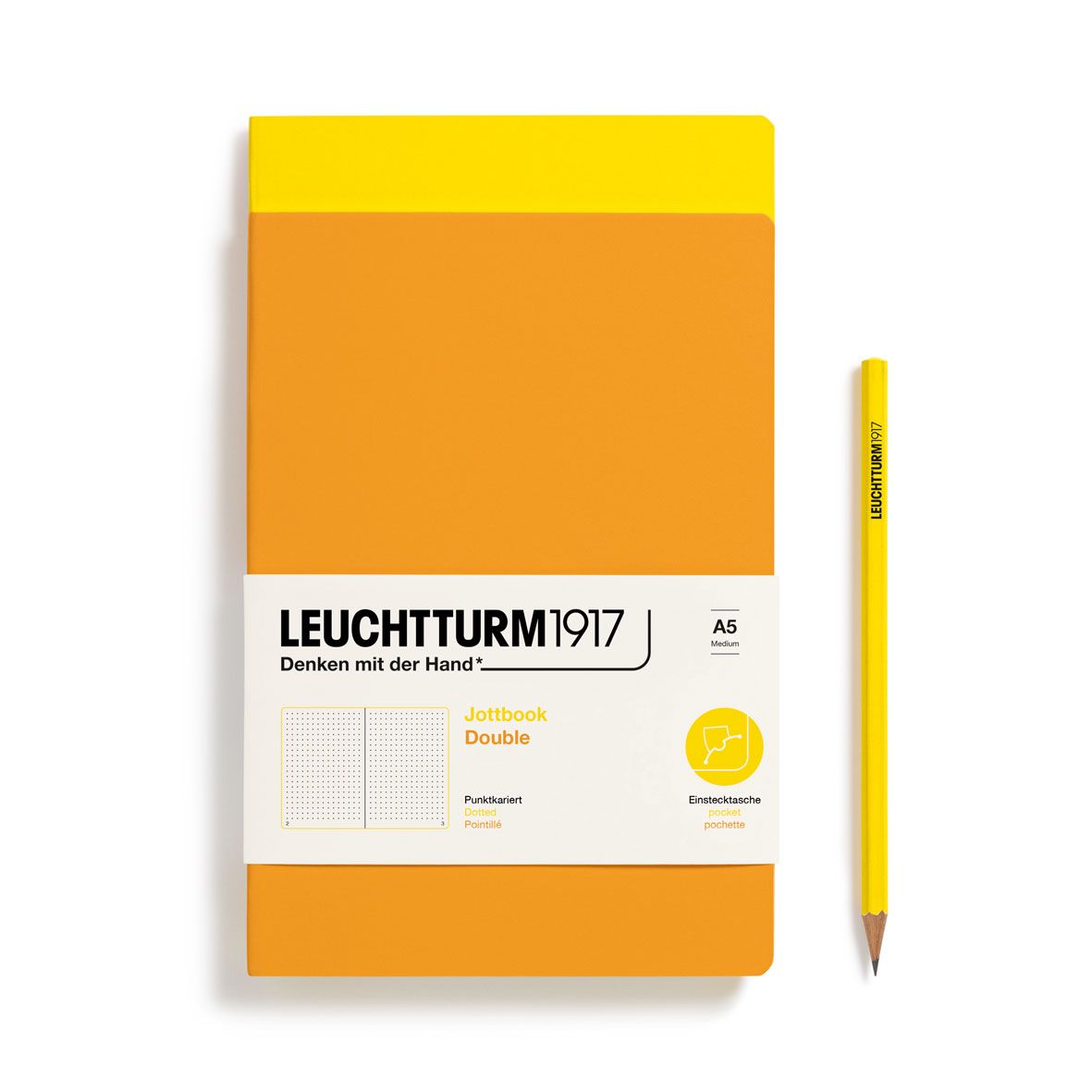 Cuaderno Leuchtturm1917 Jottbook Double A5, Lemon + Rising Sun, Puntos