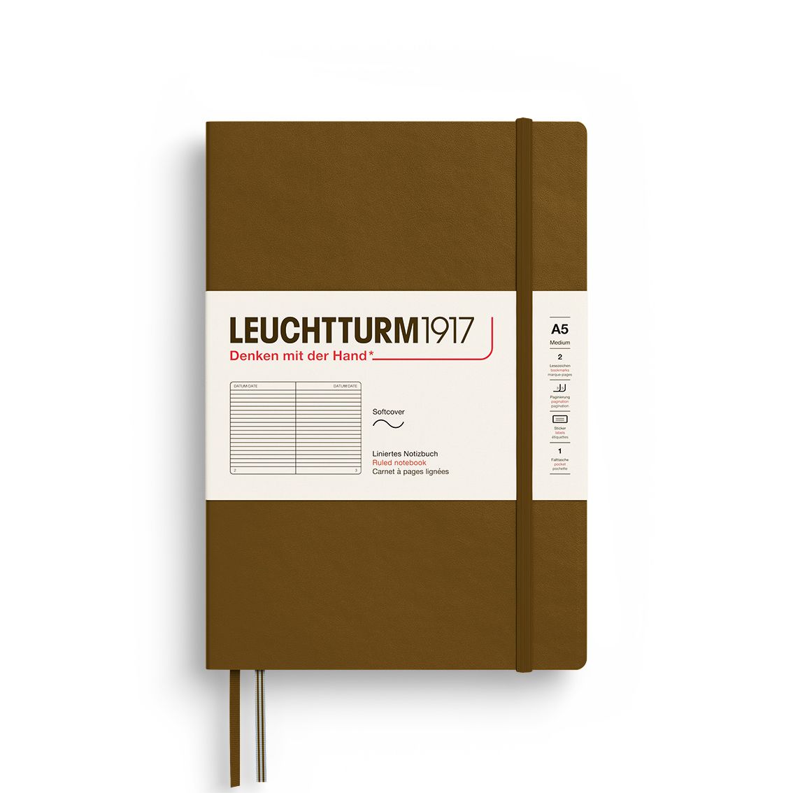 Cuadernos Leuchtturm1917 Medium A5 Softcover Spice Brown, Lineas