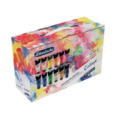 Pintura Acrilica Schmincke College 12 colores 200ml + pinceles