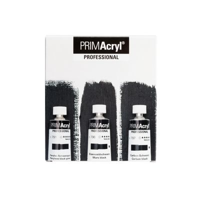 Pintura acrilica Schmincke PRIMAcryl Professional, Set 3 Black Shades