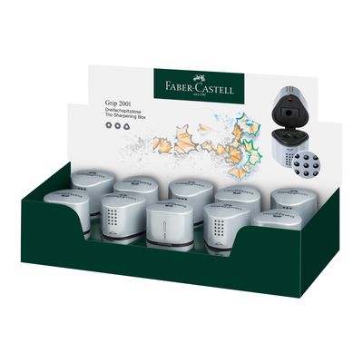 Sacapuntas Faber Castell Grip Trio Sharpening Box Gris