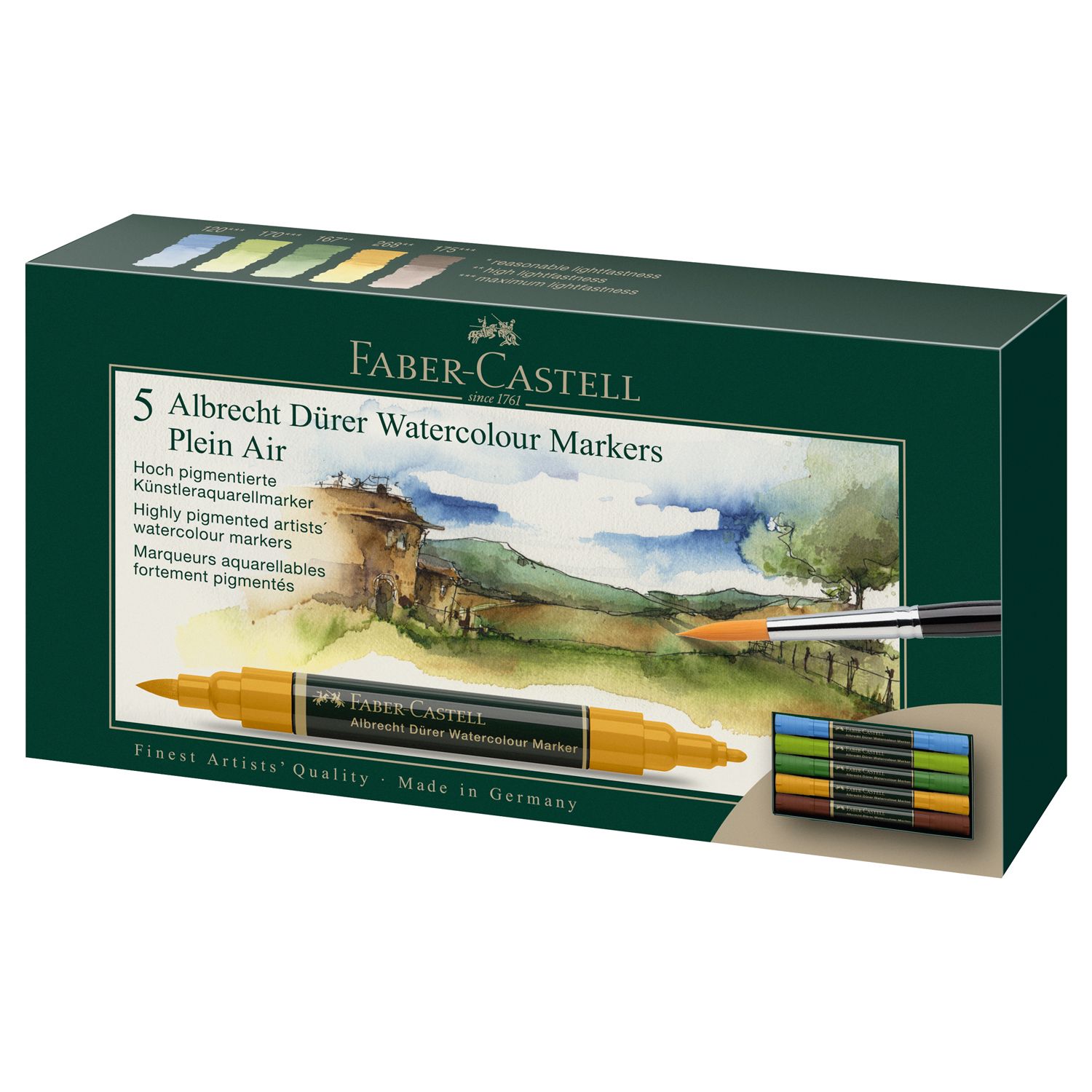 Marcador Faber Castell Albrecht Durer Watercolour 5 Tonos Plein Air