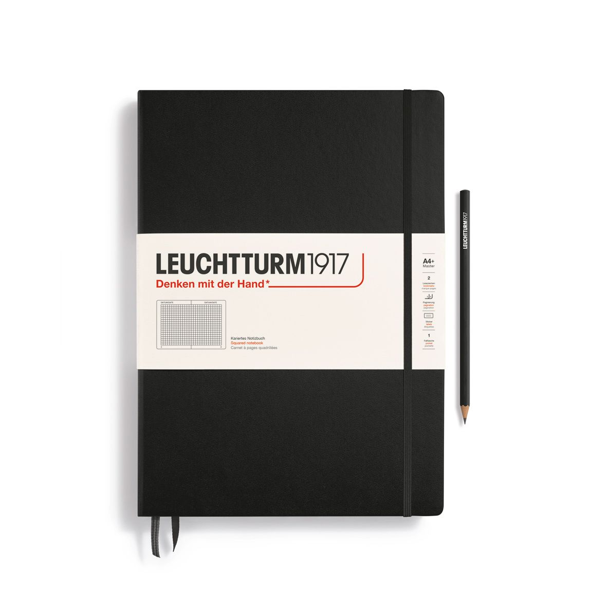 Cuaderno Leuchtturm1917 Master Classic A4+ Negro, cuadros
