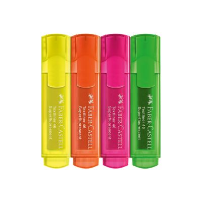 Marcador Faber Castell Textliner 46 Superfluorescent, 4 colores