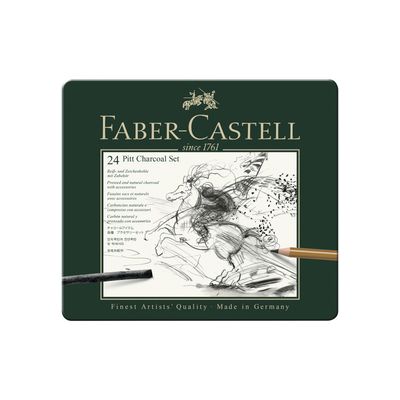 Crayon Faber Castell Pitt Monochrome Set 24 Piezas Caja de Metal
