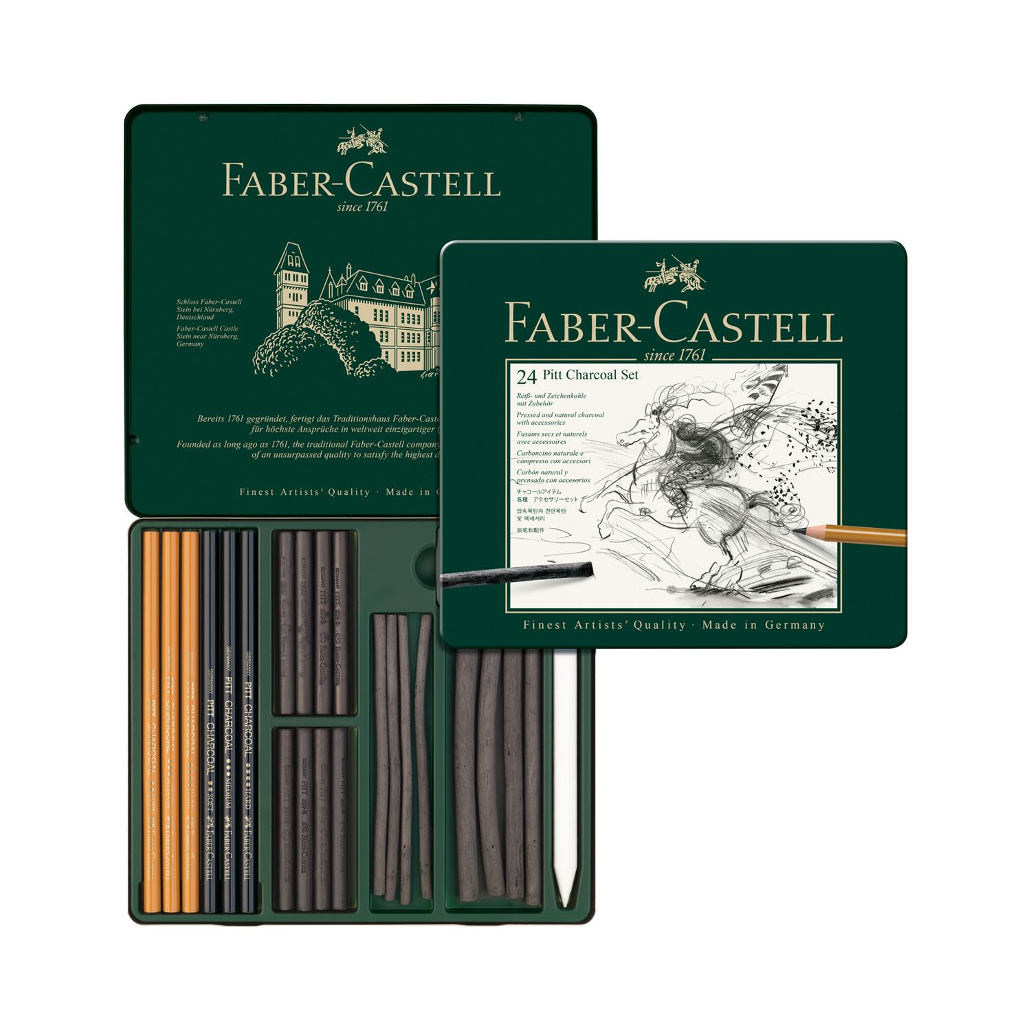 Crayon Faber Castell Pitt Monochrome Set 24 Piezas Caja de Metal