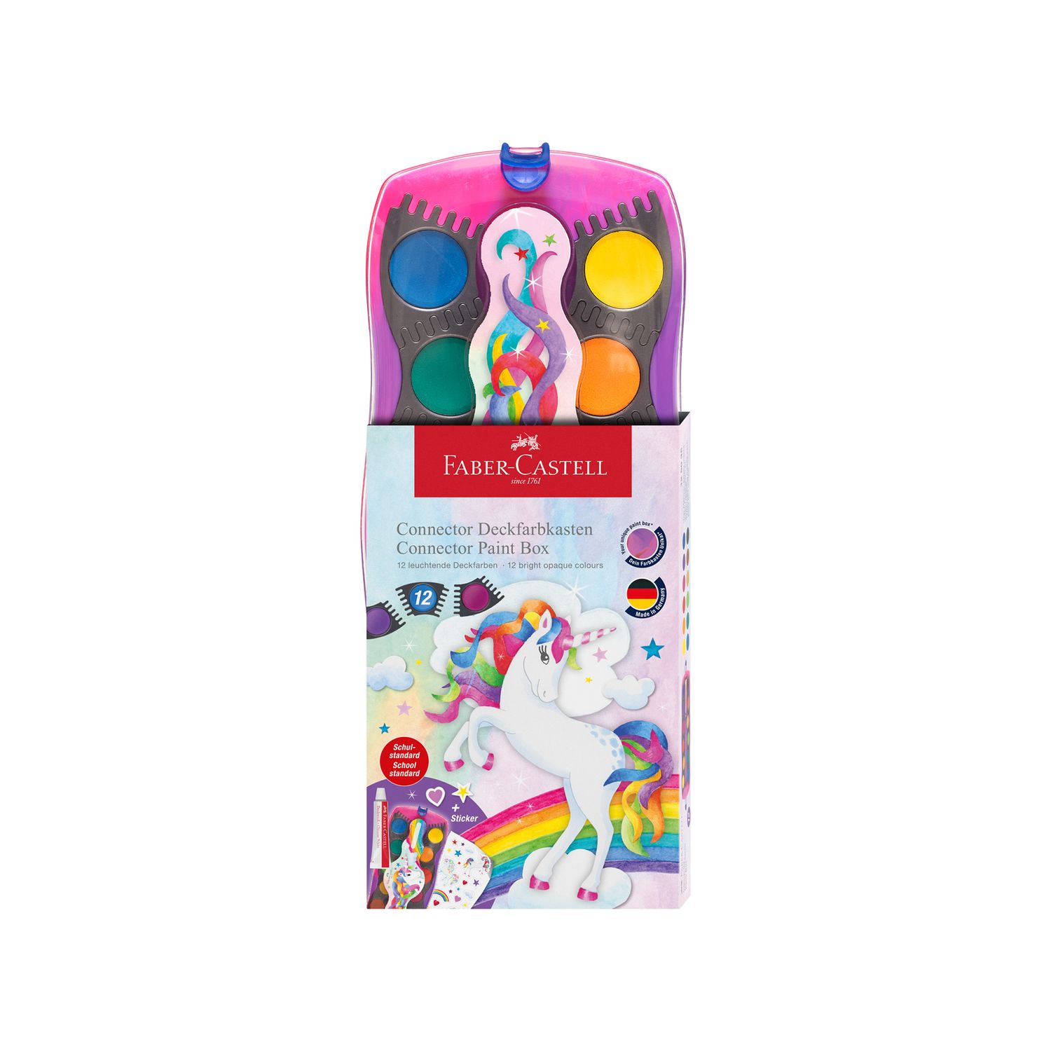 Acuarela Faber Castell Connector Paint Box 12 Colores Unicornio