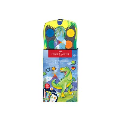 Acuarela Faber Castell Connector paint Box 12 Colores Dinosaurio
