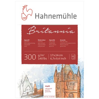 Block Hahnemuhle Britannia 300gr. grano fino, 17 x 24 cms