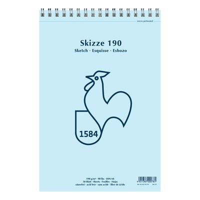 Block Hahnemuhle Skizze 190gr. con espiral, tamaño A4, 50 hojas