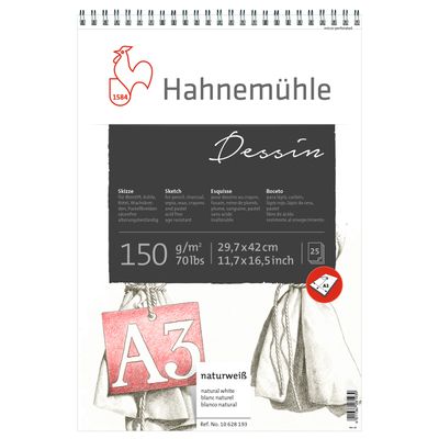 Block Hahnemuhle Dessin Sketch Pad Espiral 150g A3