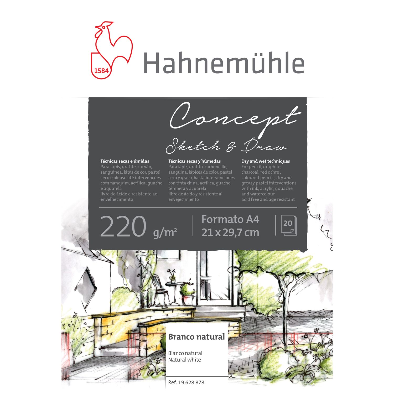 Block Hahnemuhle Concept Sketch &amp; Draw, tamaño A4