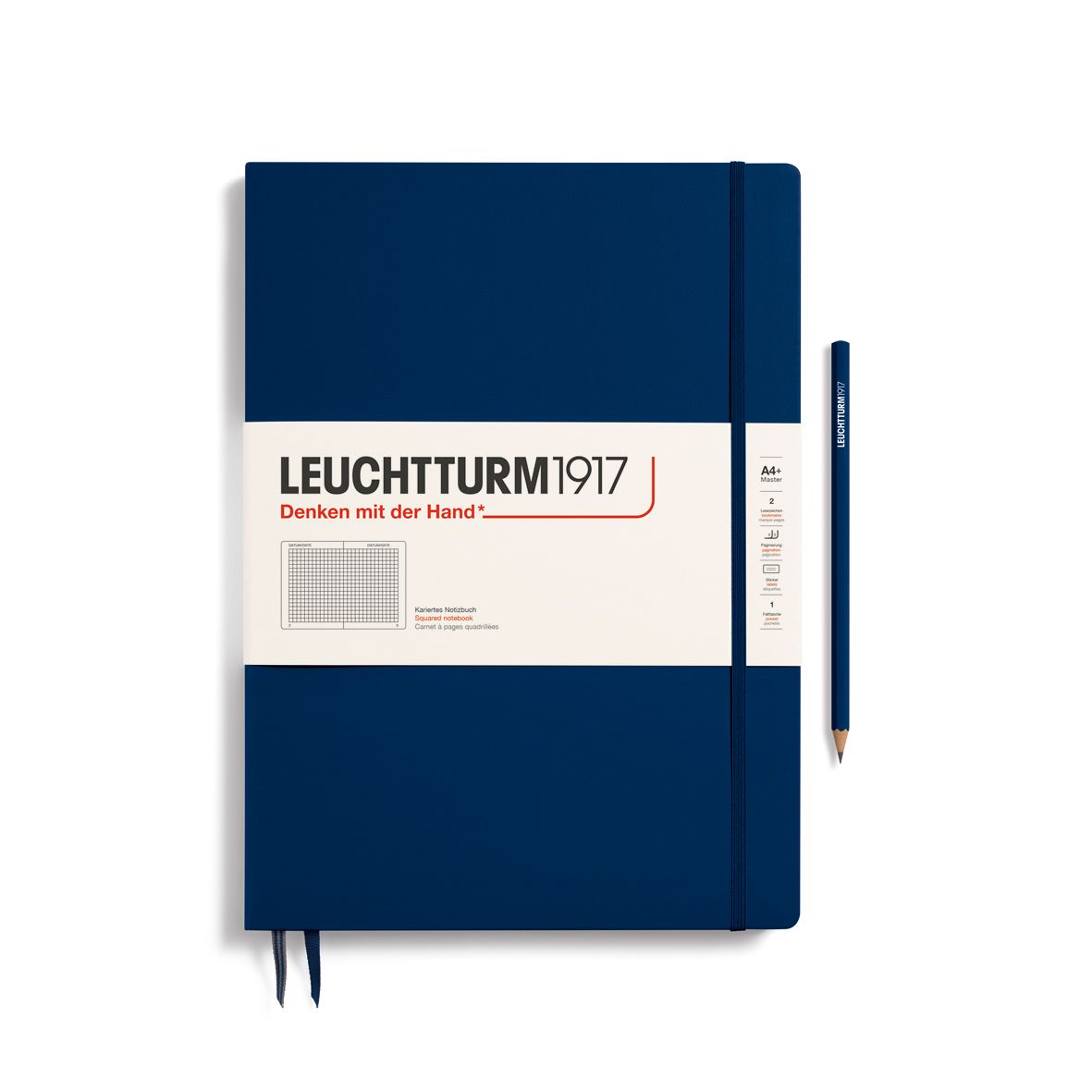 Cuaderno Leuchtturm1917 Master Slim A4+ Navy, cuadros