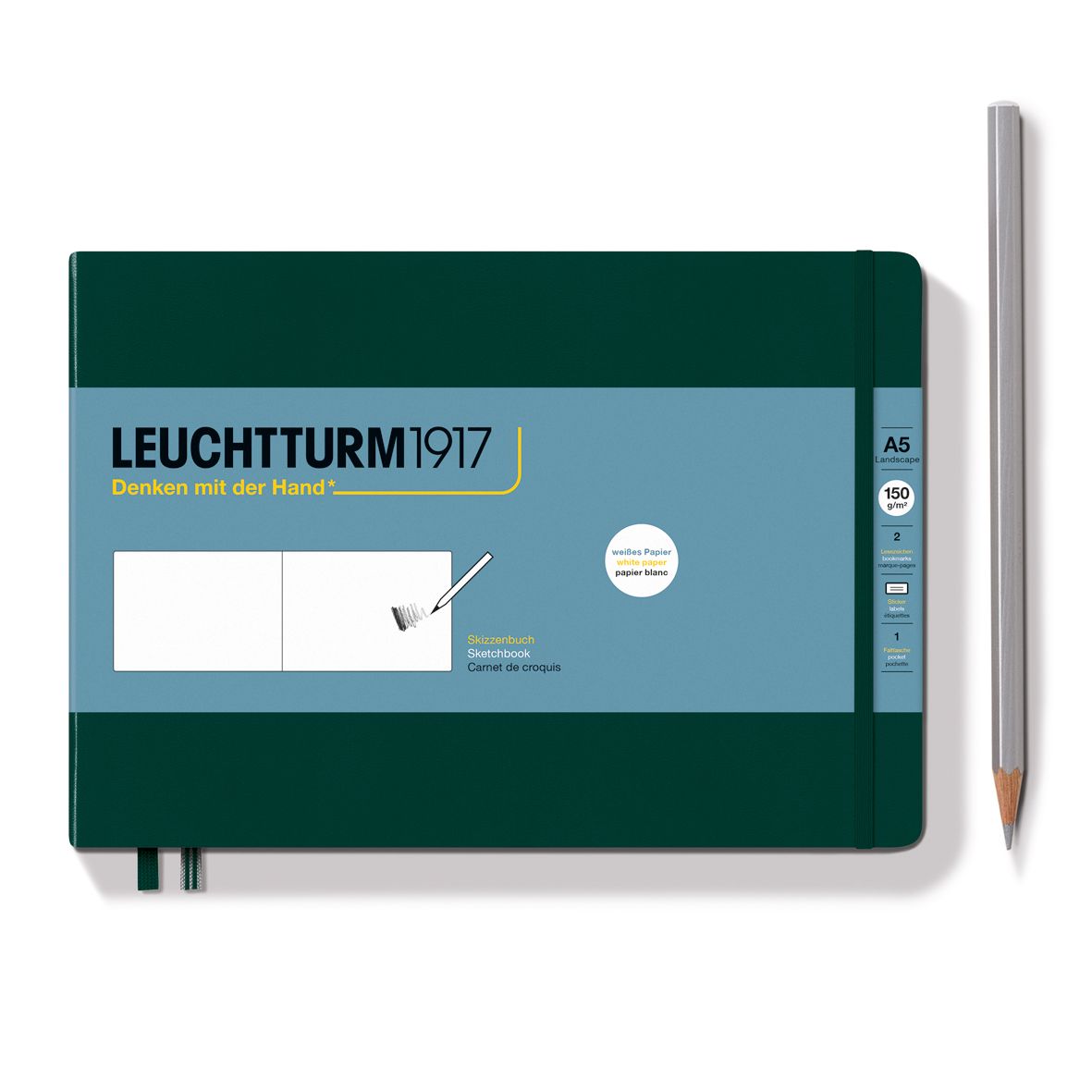 Cuaderno Leuchtturm1917 Sketchbook A5 Landscape, Forest Green