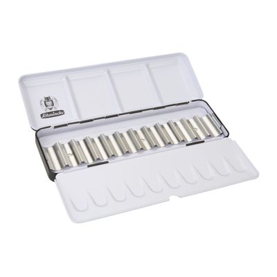 Caja metalica para acuarelas Schmincke, vacía para 12 tubos 5ml