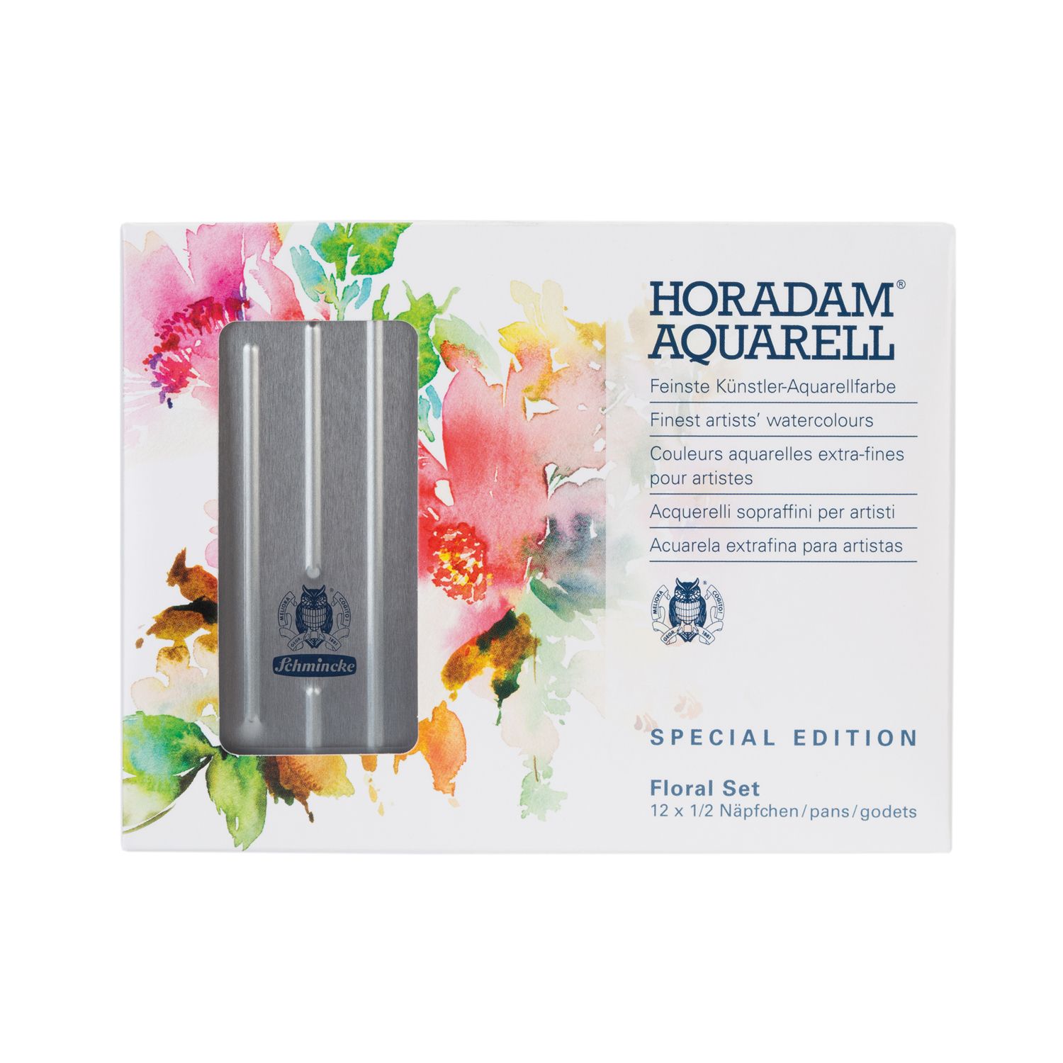 Acuarela Schmincke Horadam Floral, estuche 12 colores + 6 vacios