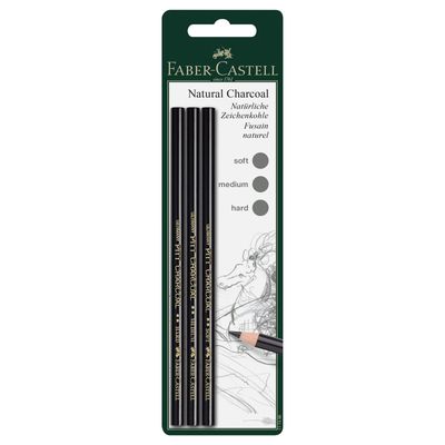 Lapiz Faber Castell Pitt Natural Charcoal, 3 tonos
