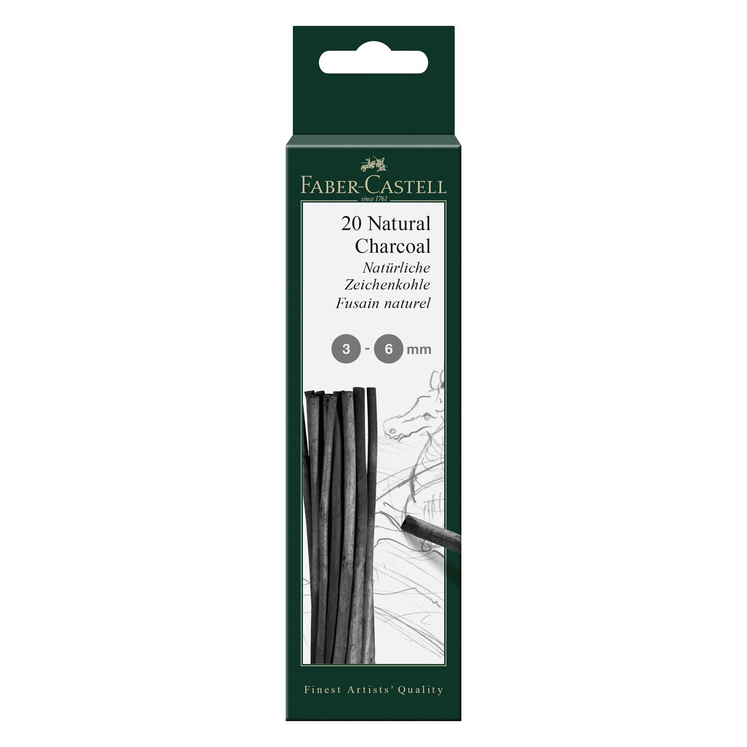Carboncillo Natural Faber Castell 3-6mm 20 piezas