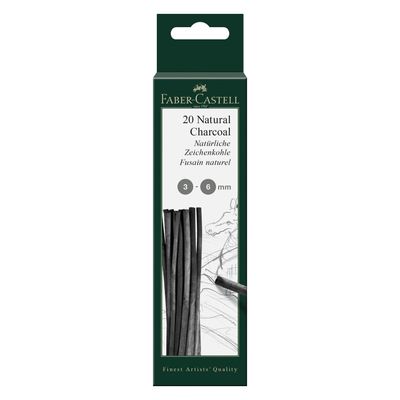 Carboncillo Natural Faber Castell 3-6mm 20 piezas