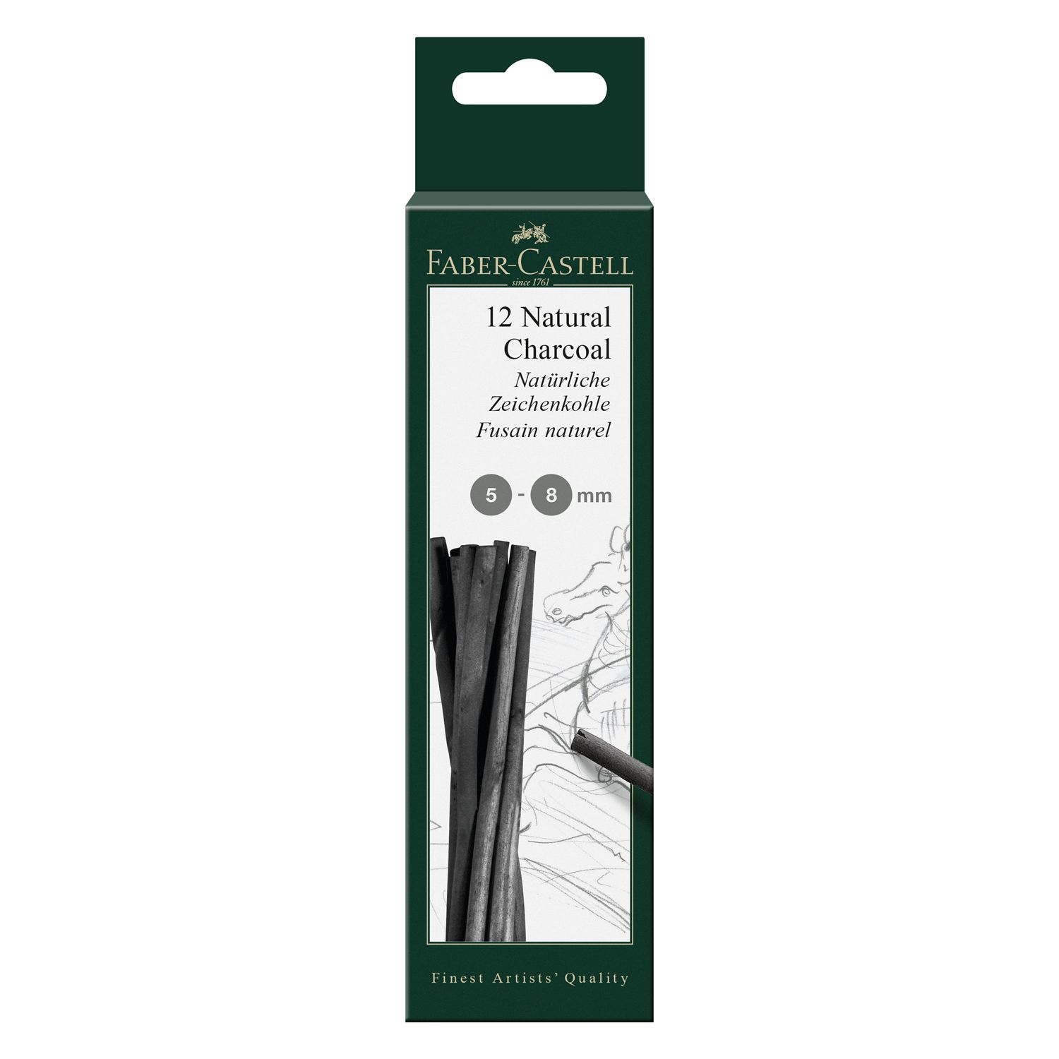 Carboncillo Natural Faber Castell 5-8mm 12 piezas
