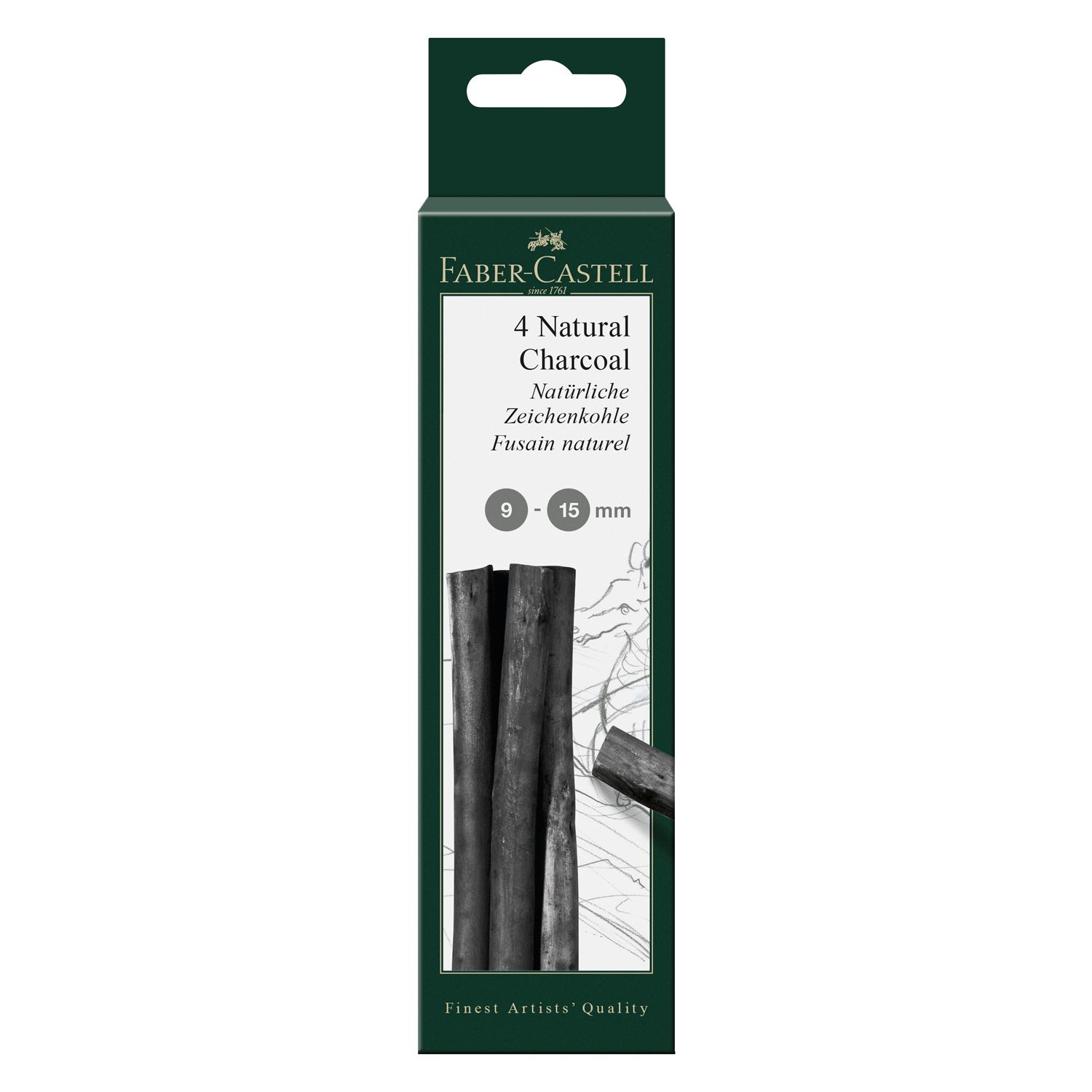Carboncillo Natural Faber Castell 9-15mm 4 piezas