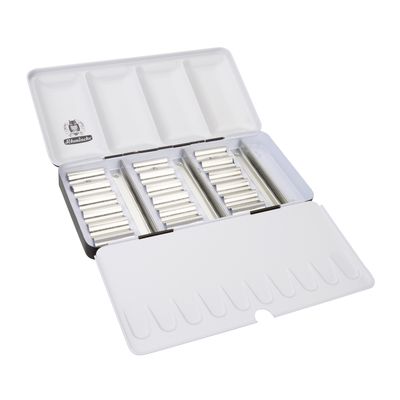 Caja metalica para acuarelas Schmincke, vacía para 18 tubos 5ml