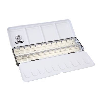 Caja metalica para acuarelas Schmincke, vacía para 24 colores