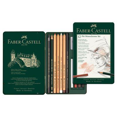 Lapiz Faber Castell Pitt Monochrome Set 12 Piezas