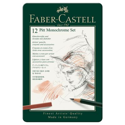 Lapiz Faber Castell Pitt Monochrome Set 12 Piezas