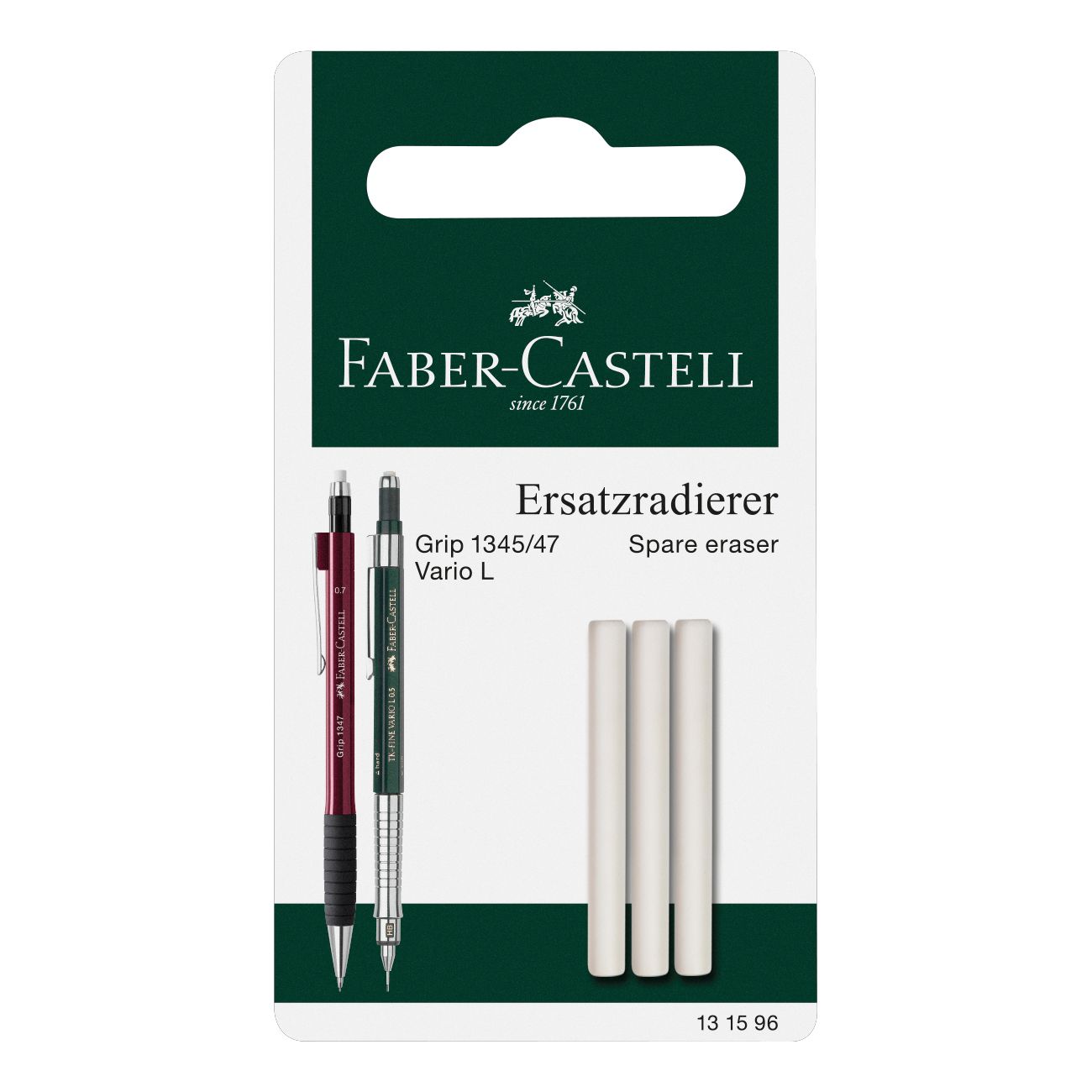 Borrador Faber Castell Recambio para Grip 1345/7 y Vario, 3 pcs