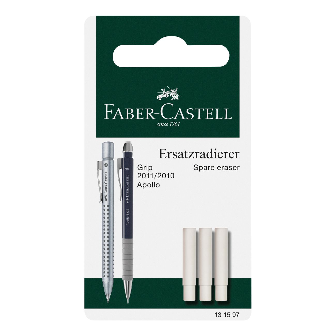 Borrador Faber Castell Recambio para Grip 2010/2011 y Apollo, 3 pcs