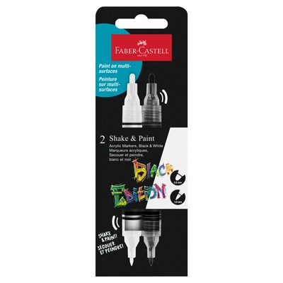 Marcador acrilico Faber Castell Shake &amp; Paint, blanco y negro
