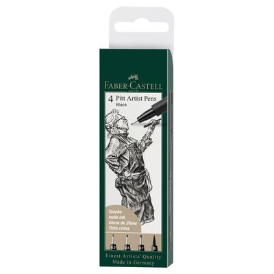 Marcador Faber-Castell Pitt Artist Ink Pen 4 Puntas Negro