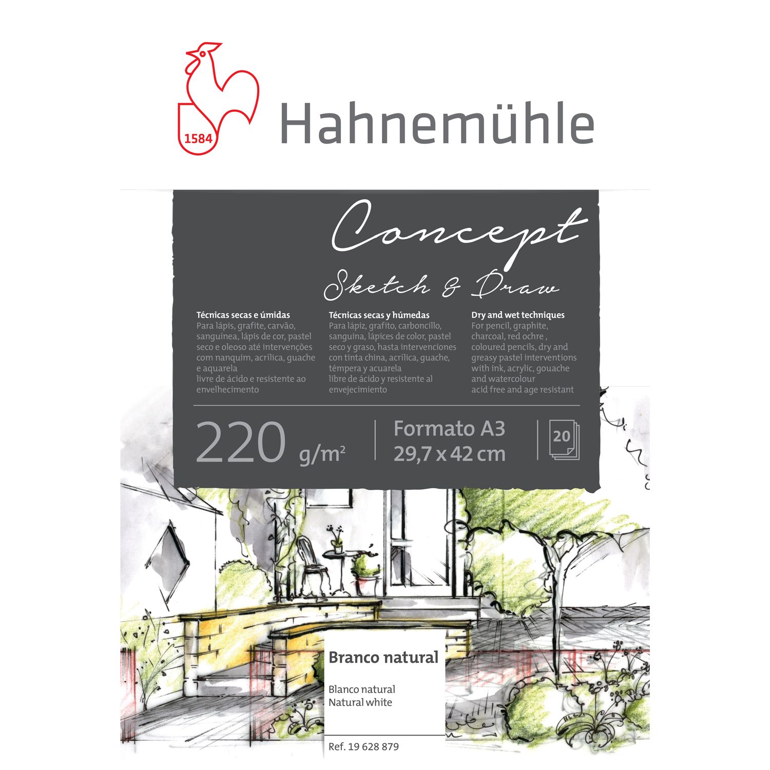 Block Hahnemuhle Concept Sketch &amp; Draw, tamaño A3