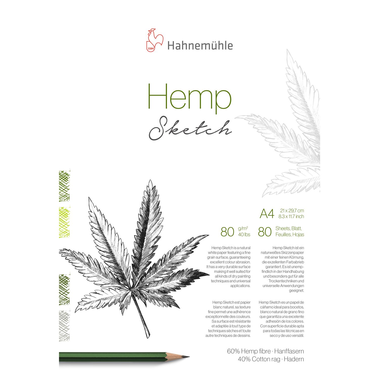 Block Hahnemuhle Hemp Sketch A4, 80gr 80 hojas