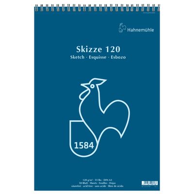 Block Hahnemuhle Skizze 120gr. con espiral, tamaño A3, 50 hojas