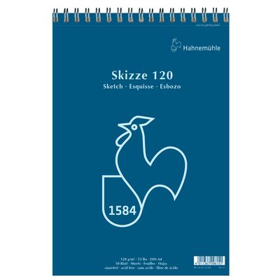 Block Hahnemuhle Skizze 120gr. con espiral, tamaño A4, 50 hojas