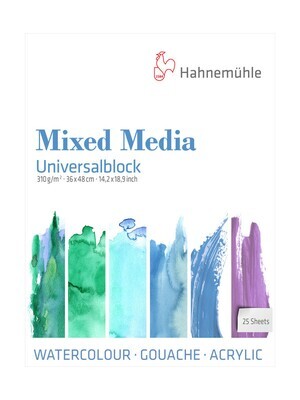 Block Hahnemuhle Universal Mixed Media 36 x 48cm 25 Hojas 310g
