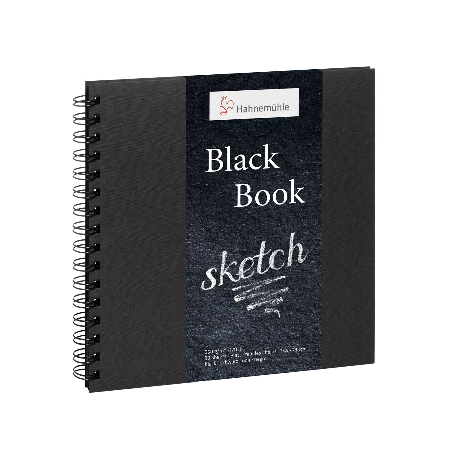 Cuaderno Hahnemuhle Black Book, tamaño 23.5 x 23.5cm, 250 gr.  30 Hojas