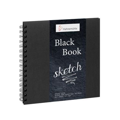 Cuaderno Hahnemuhle Black Book, tamaño 23.5 x 23.5cm, 250 gr.  30 Hojas