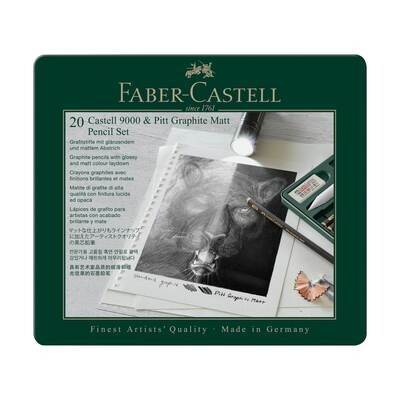 Lapiz Faber Castell Pitt Graphite Matt + Castell 9000, 20 pcs