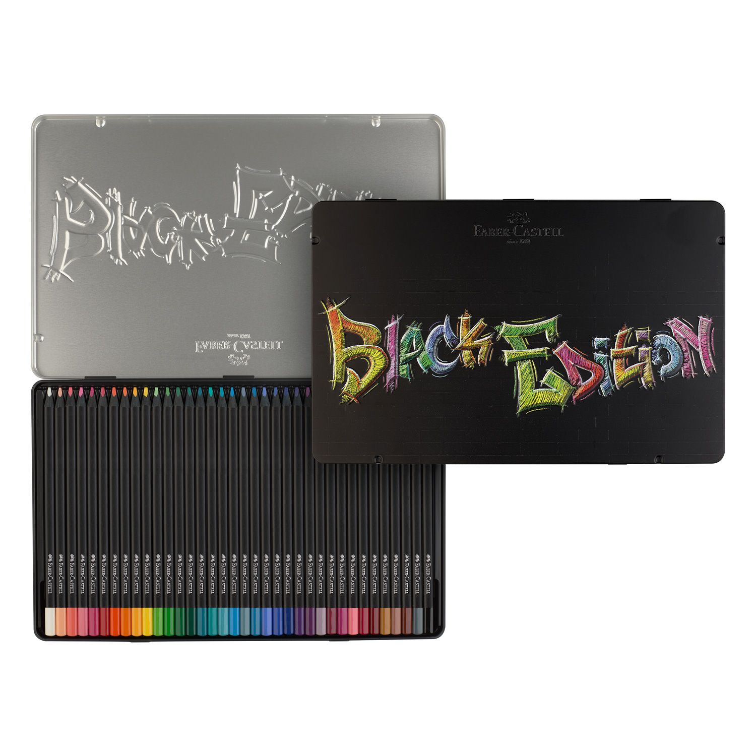Lapiz Faber Castell Black Edition 36 colores, Caja de Metal